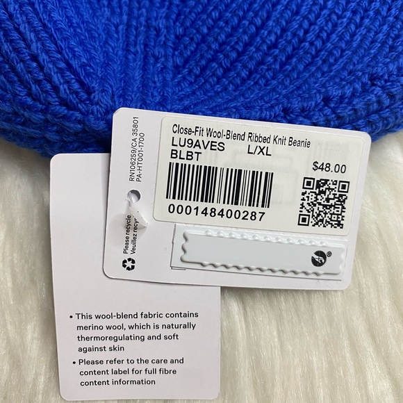 Lululemon Women's Close-Fit cotton-Blend Ribbed Knit Beanie BLBT L XL - Picture 5 of 5